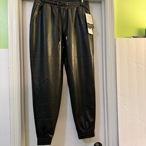Bagatelle Collection Elastic Waist Faux Leather Pants